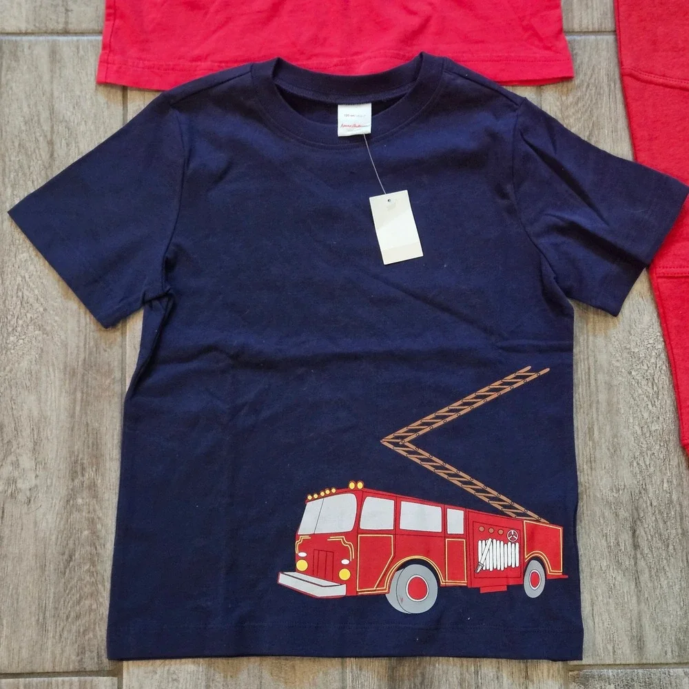 Hanna Andersson Lot of 4 Kids 6-7 Red Navy Fire Truck Surf Jogger Cargo Pants